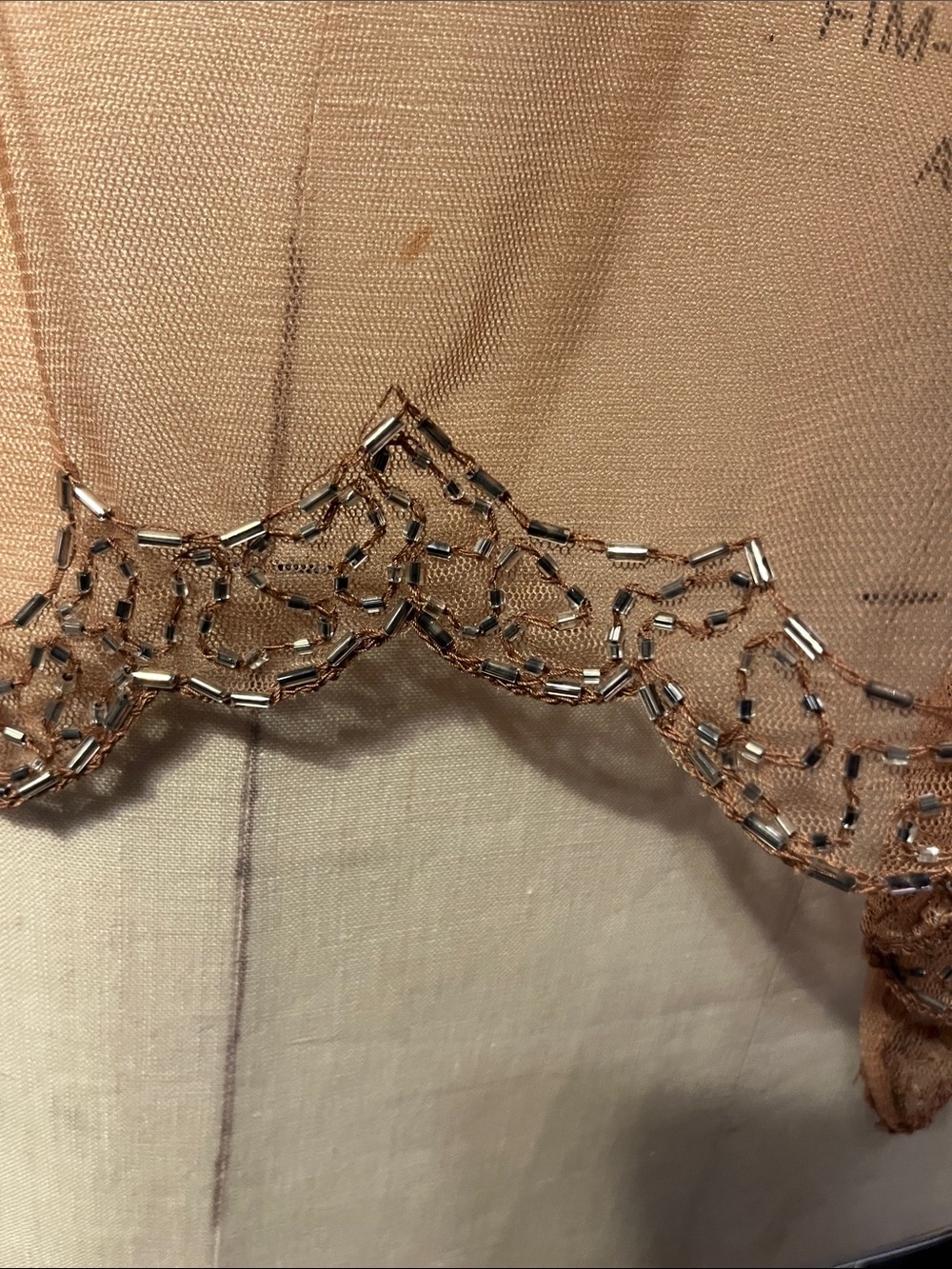 Beaded Sheer Peach Camisole Top - Picture 5 of 9